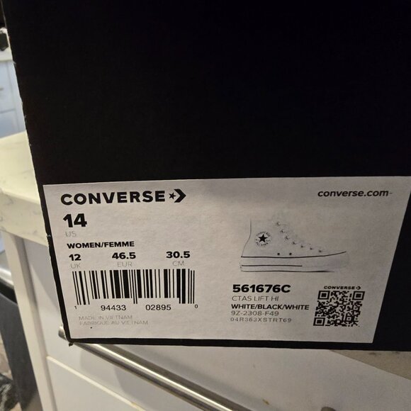 Converse All Star 561676C Platform Hi lift Leather White Mens Size 12 NEW - Picture 9 of 9